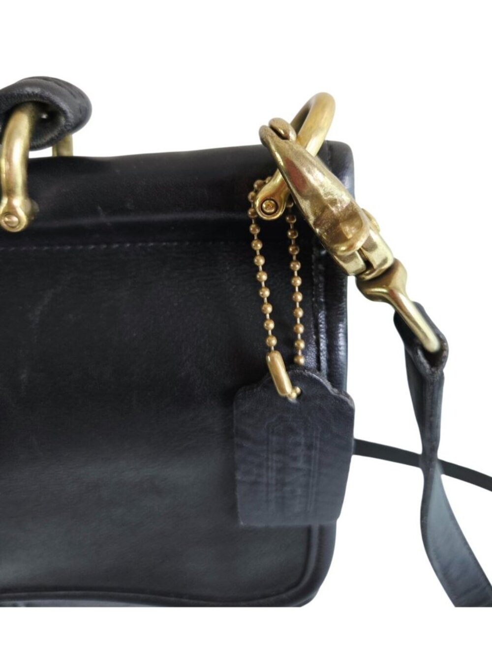 Vtg Coach Willis Bag Black Leather 9927 Cross Body Shoulder Bag Hangtag Made USA - Picture 7 of 16